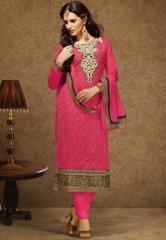 Touch Trends Pink Embroidered Dress Materials women