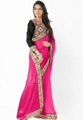 Touch Trends Pink Embroidered Saree women