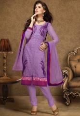 Touch Trends Purple Embroidered Dress Materials women