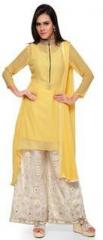 Touch Trends Yellow Embellished Dress Material women