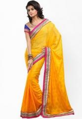 Touch Trends Yellow Embroidered Saree women