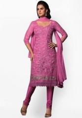 Triveni Sarees Pink Embroidered Dress Material women