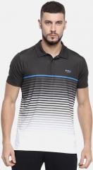 U S Polo Assn Black & White Striped Polo Collar T Shirt men
