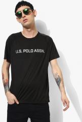 U S Polo Assn Black Printed Regular Fit Round Neck T Shirt men