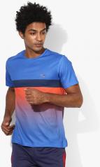 U S Polo Assn Blue & Orange Colourblocked Round Neck T shirt men
