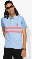U S Polo Assn Blue Striped Polo Collar T Shirt men