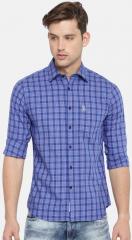 U S Polo Assn Blue Tailored Fit Checked Casual Shirt men
