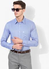 U S Polo Assn Blue Textured Regular Fit Formal Shirt men
