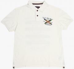 U S Polo Assn Denim Co Off White Printed Regular Fit Polo Neck T Shirt men