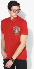 U S Polo Assn Denim Co Red Printed Polo Collar T Shirt men
