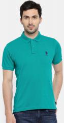 U S Polo Assn Green Solid Polo Collar T shirt men