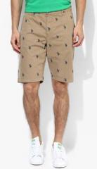 U S Polo Assn Khaki Printed Regular Fit Shorts men