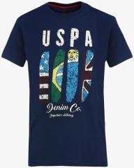 U S Polo Assn Kids Navy Blue Printed Regular Fit T shirt boys
