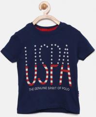 U S Polo Assn Kids Navy Blue Printed T Shirt boys