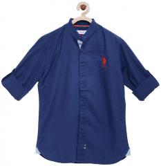 U S Polo Assn Kids Navy Blue Regular Fit Solid Casual Shirt boys
