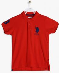 U S Polo Assn Kids Red Solid Polo Collar T shirt boys