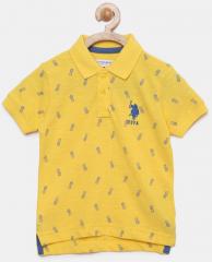U S Polo Assn Kids Yellow Printed T Shirt boys