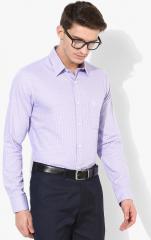U S Polo Assn Lavender Checked Regular Fit Formal Shirt men