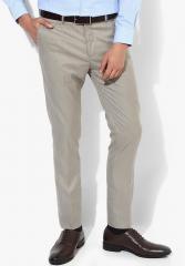 U S Polo Assn Light Grey Self Design Slim Fit Formal Trouser men