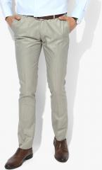 U S Polo Assn Light Grey Solid Regular Fit Formal Trouser men