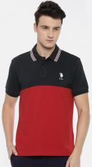 U S Polo Assn Navy Blue And Red Colourblocked Polo Collar T Shirt men