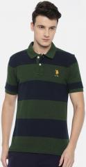 U S Polo Assn Olive Green Striped Polo Collar T Shirt men