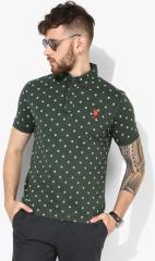 U S Polo Assn Olive Printed Regular Fit Polo T Shirt men
