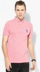 U S Polo Assn Pink Solid Polo T Shirt women