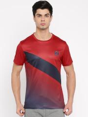 U S Polo Assn Red Colourblocked Regular Fit Round Neck T Shirt men