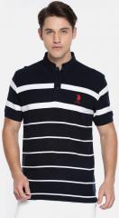 U S Polo Assn U.S. Polo Assn. Men Navy Blue & White Striped Mandarin Collar T shirt men