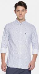 U S Polo Assn U.S. Polo Assn. Men White & Blue Printed Casual Shirt men