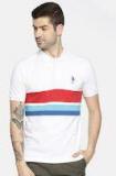 U S Polo Assn White Colourblocked Polo Collar T shirt men