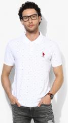 U S Polo Assn White Printed Polo Collar T shirt men