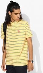 U S Polo Assn Yellow Striped Polo Collar T Shirt men