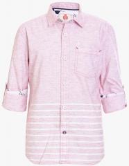 Ufo Pink Striped Regular Fit Casual Shirt boys
