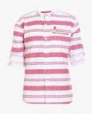 Ufo Red Striped Regular Fit Casual Shirt boys