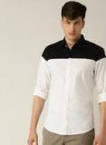 United Colors Of Benetton Black & White Slim Fit Colourblocked Casual Shirt men
