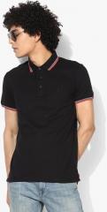 United Colors Of Benetton Black Solid Polo Collar T Shirt men