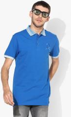 United Colors Of Benetton Blue Solid Polo Collar T shirt men