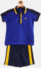 United Colors Of Benetton Blue Solid Polo T shirt with Shorts boys
