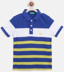United Colors Of Benetton Blue Striped Polo Collar T Shirt boys
