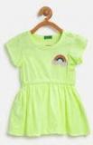 United Colors Of Benetton Fluorescent Green Solid Fit And Flare Dress girls