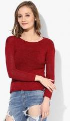United Colors Of Benetton Maroon Solid Sweater women