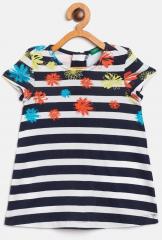 United Colors Of Benetton Navy & White Striped A Line Dress girls