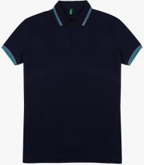 United Colors Of Benetton Navy Blue Solid Polo Collar T Shirt men