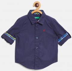 United Colors Of Benetton Navy Regular Fit Solid Casual Shirt boys