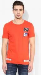 United Colors Of Benetton Orange Solid Round Neck T Shirt men