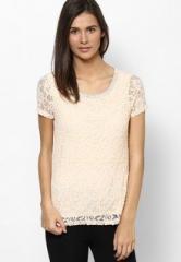 United Colors Of Benetton Pink Short Sleeve Lace Top women