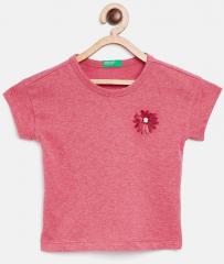 United Colors Of Benetton Pink Solid Round Neck T Shirt girls