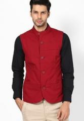 United Colors Of Benetton Red Colored Waistcoat men